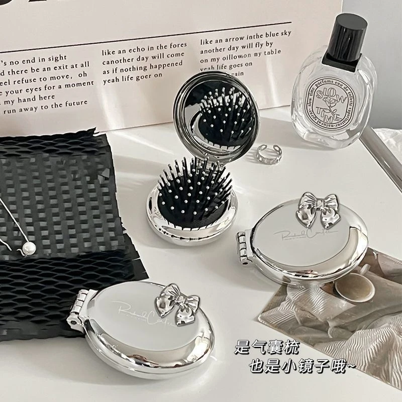 小梳子随身便携折叠梳女士旅行气囊梳气垫梳按摩迷你镜子一体梳子