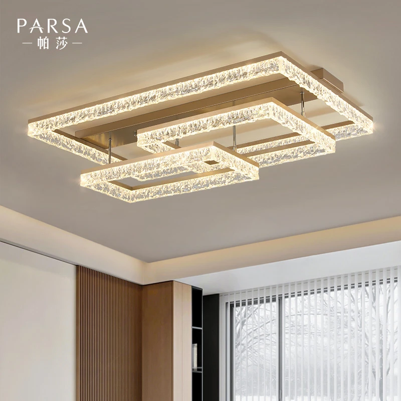 帕莎客厅吸顶灯大厅意式轻奢高级感冰纹设计师大气主灯2025新款