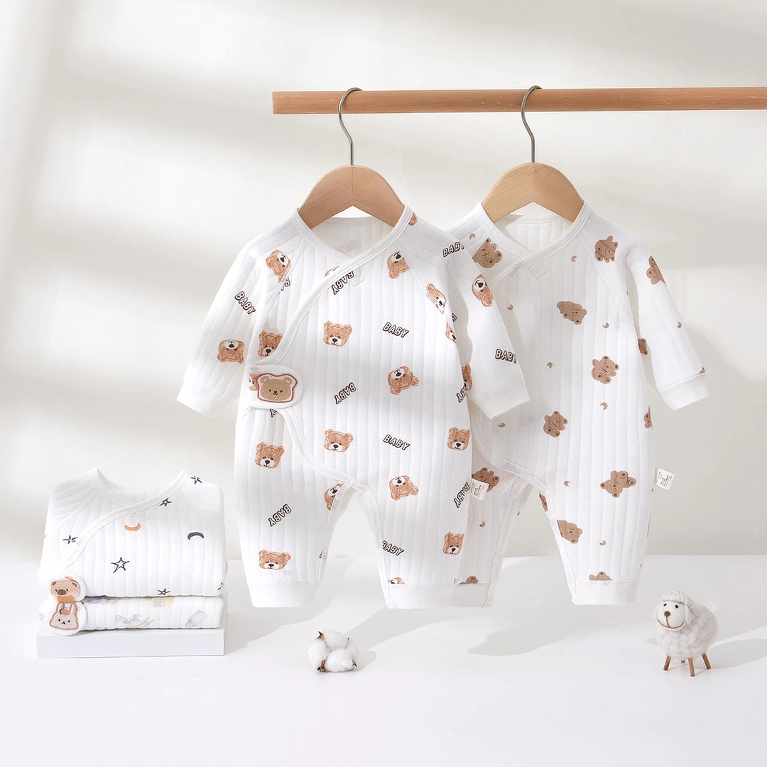 新生婴儿衣服秋冬季连体衣初生宝宝薄棉无骨保暖衣哈衣空气棉春装