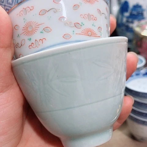 杯行*赵景德镇青花玲珑二缸杯
