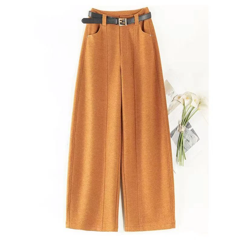 高级感醋酸羊毛窄版阔腿裤女2025秋冬季新款垂坠感宽松休闲直筒裤