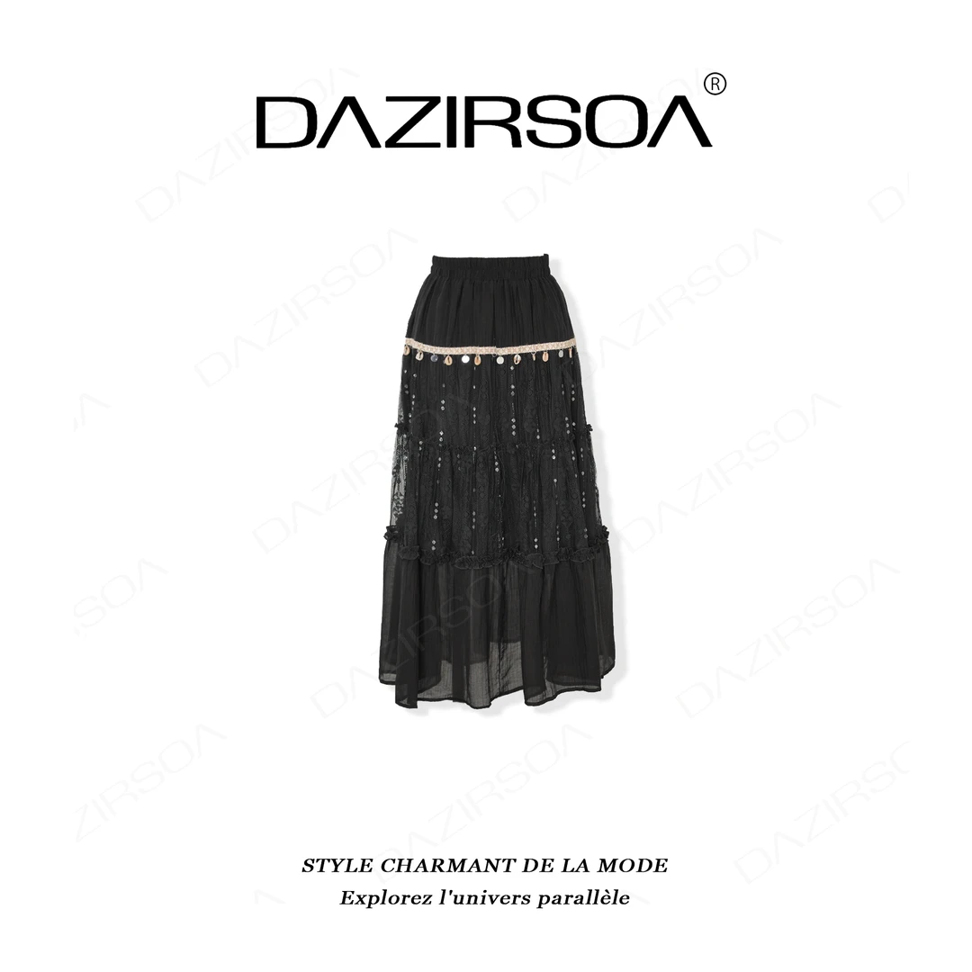 “别致新意”时尚百搭简约度假风蕾丝蛋糕半身裙 Y289