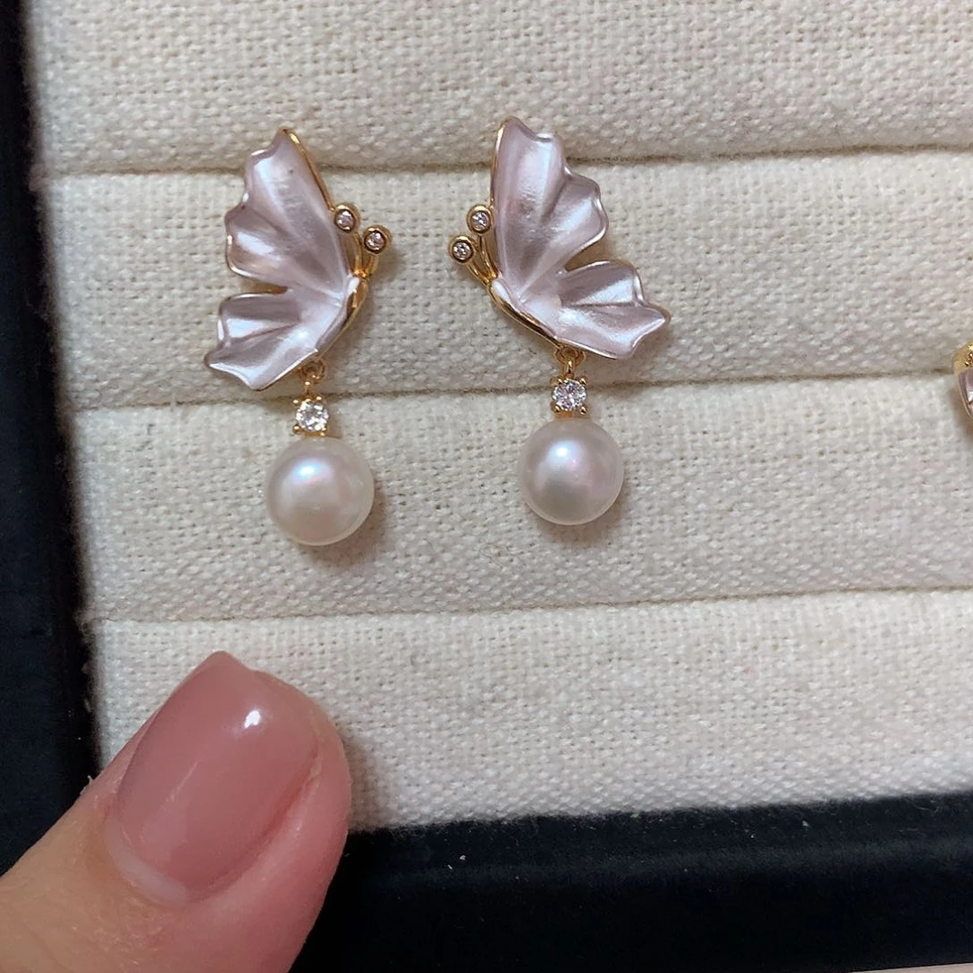 淡水珍珠耳饰合金