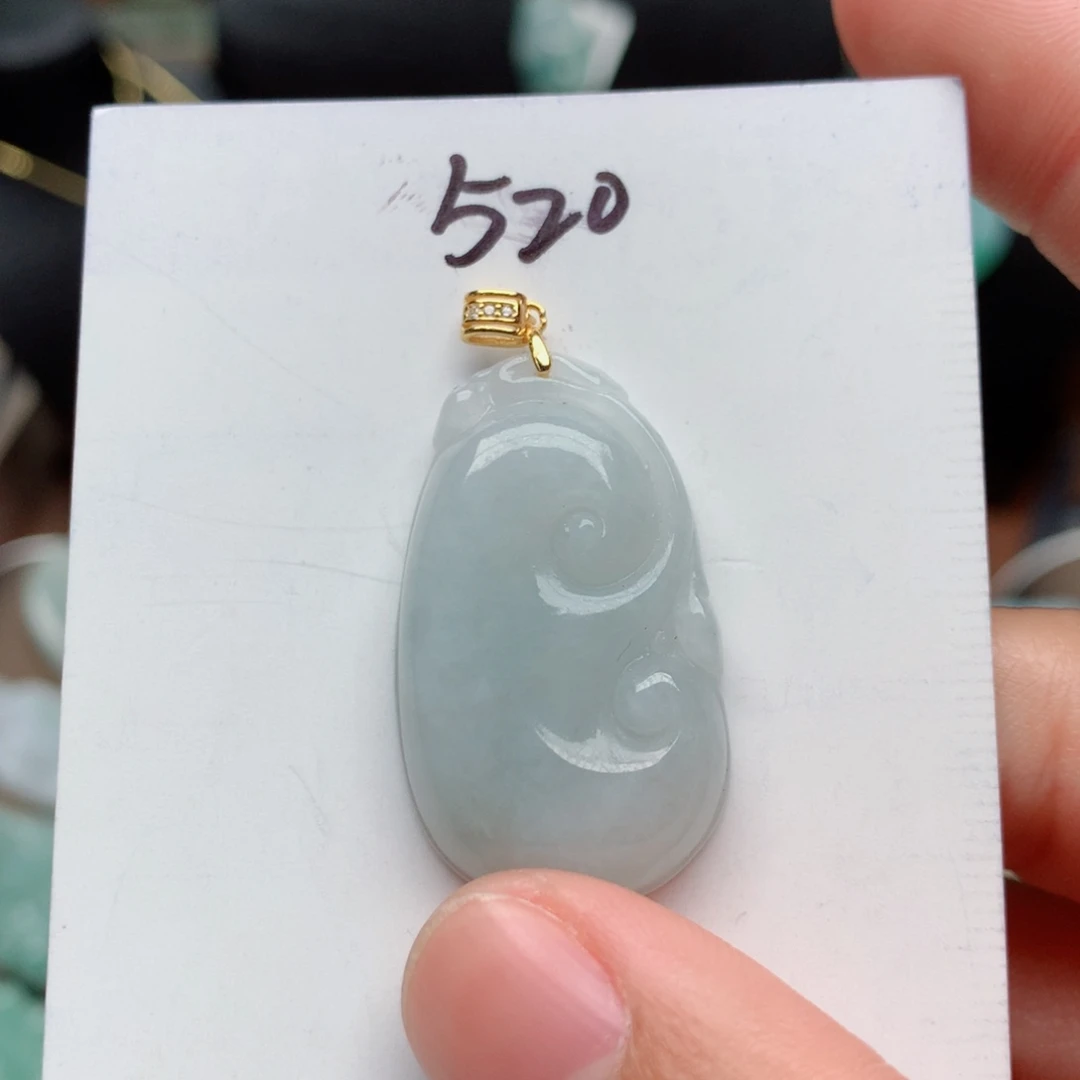 翡翠颈饰银S925镀金镶嵌吊坠