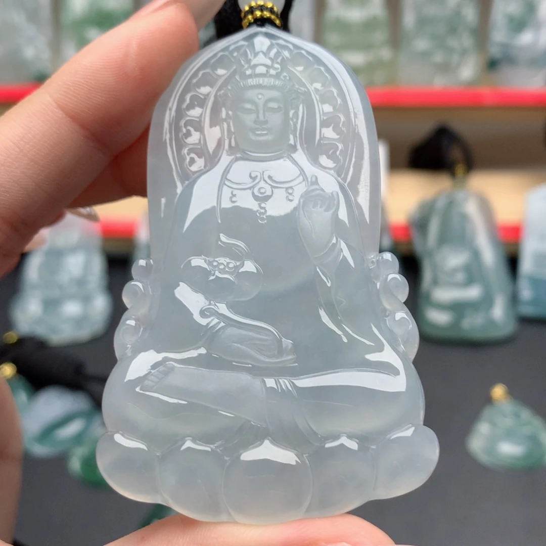 夜***️翡翠未镶嵌颈饰素衣观音