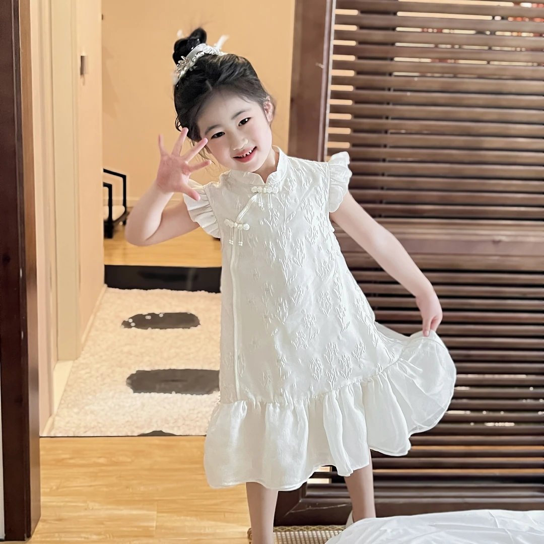 女童汉服连衣裙复古民族唐装新中式中国风旗袍文艺民国风新款裙子