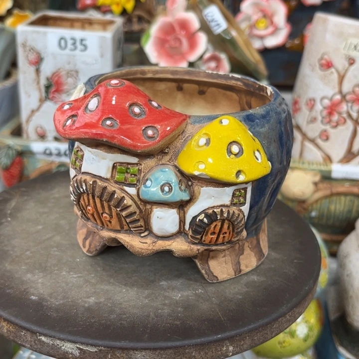 紫砂花盆粗陶材质多肉花盆发货两个