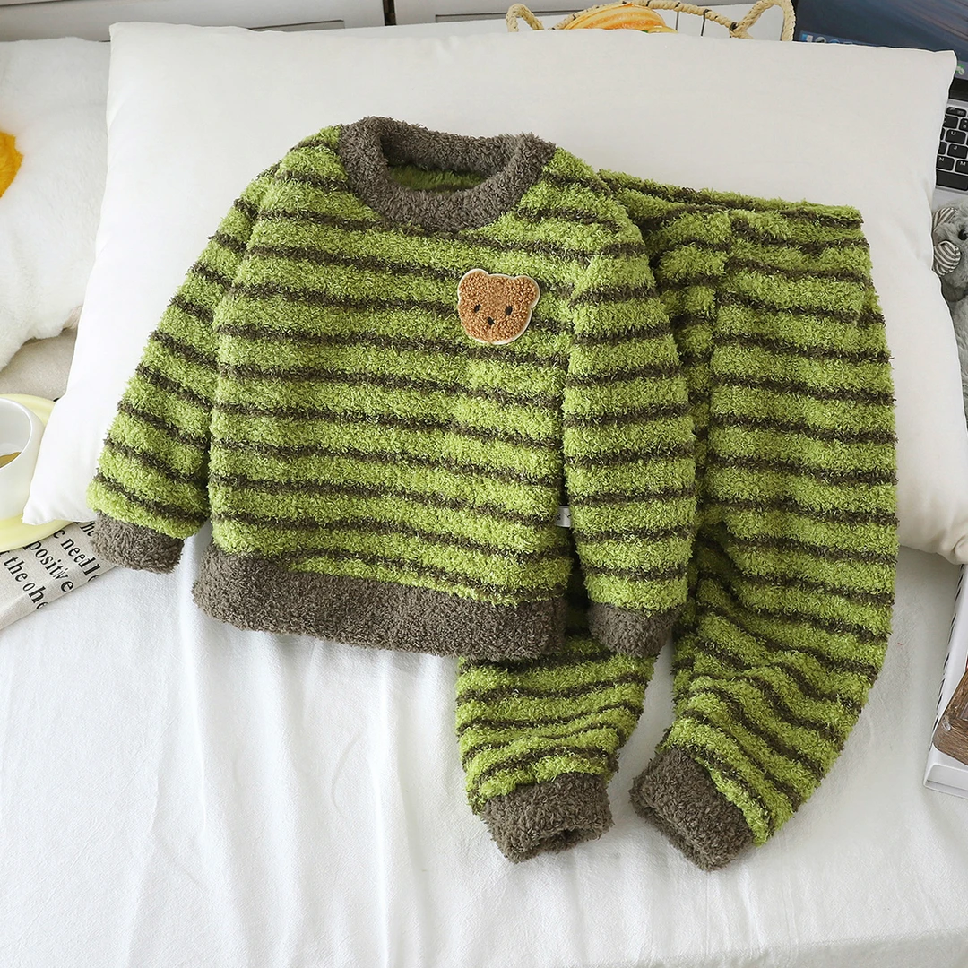 儿童冬季家居服套装男童女童加绒加厚新款休闲睡衣