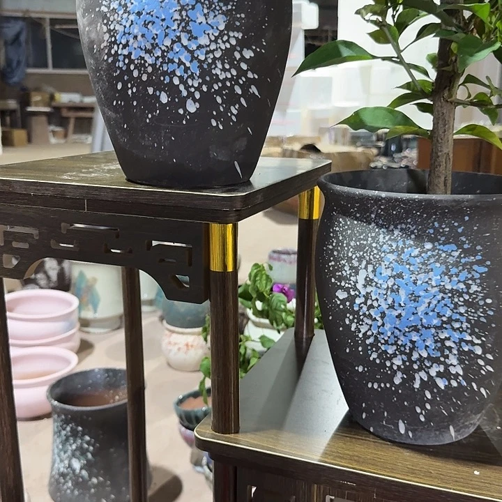 黑色泼墨口径18高度22花盆