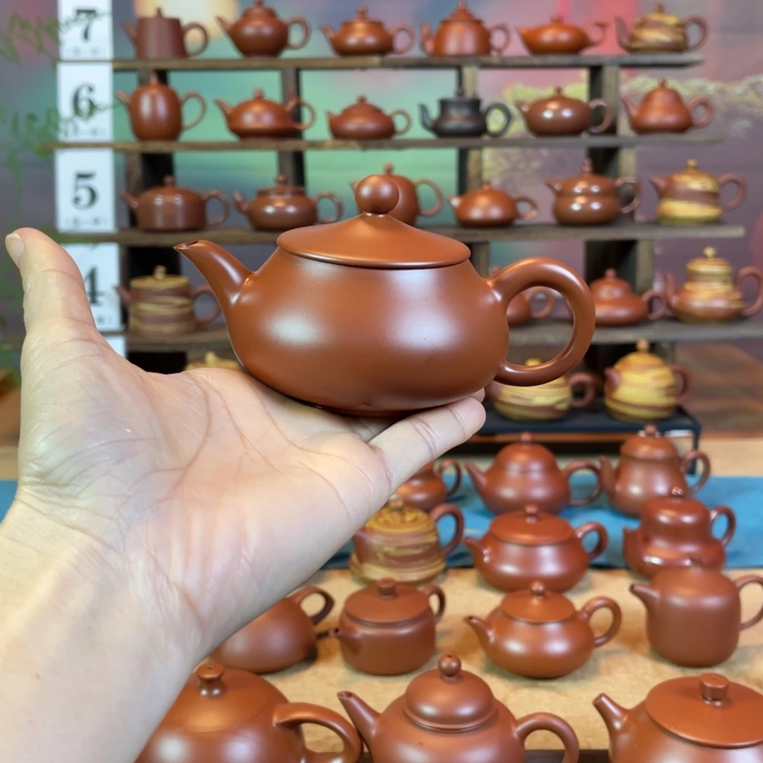 茶壶紫砂余**扰潮州手工手拉朱泥孤舟蓑笠翁