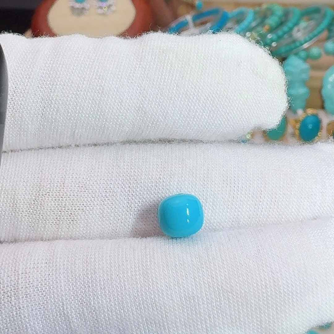 绿松石未镶嵌珠宝奇石高瓷蓝老型珠7+