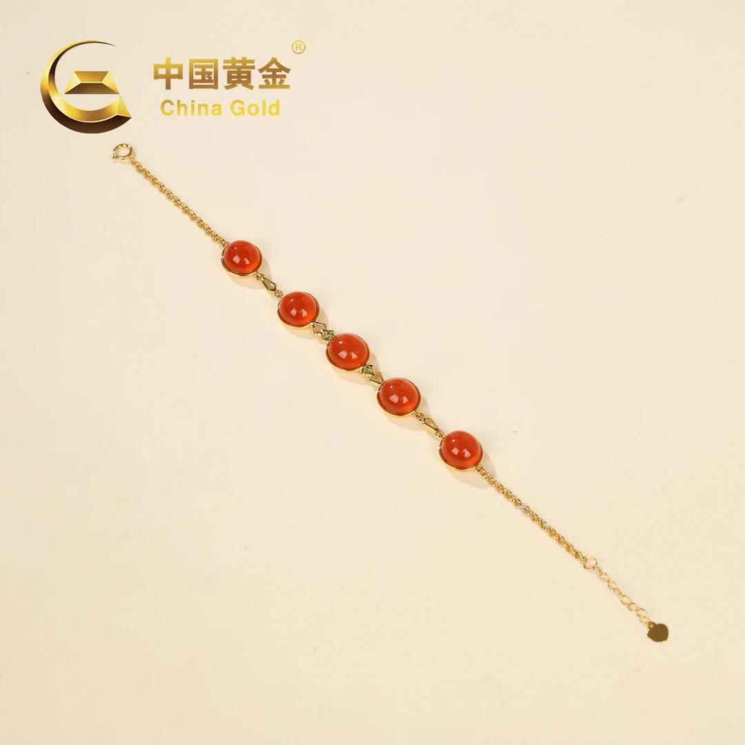 【中国黄金】柔言 | 南红*手链*18k金镶嵌-S2206-Y