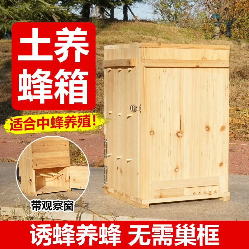 竖养蜂箱土养老式中蜂蜜蜂箱前开门烘干杉木三峡蜂桶诱蜂养蜂专用