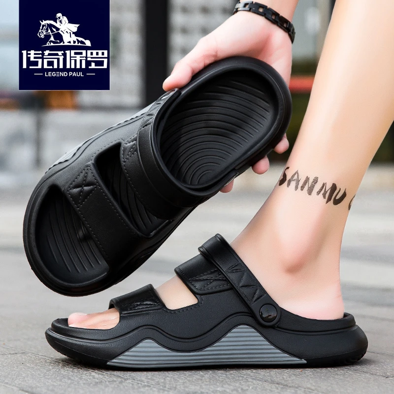 传奇保罗凉鞋男外穿高档2025新款网红夏季开车两穿防臭沙滩鞋男款