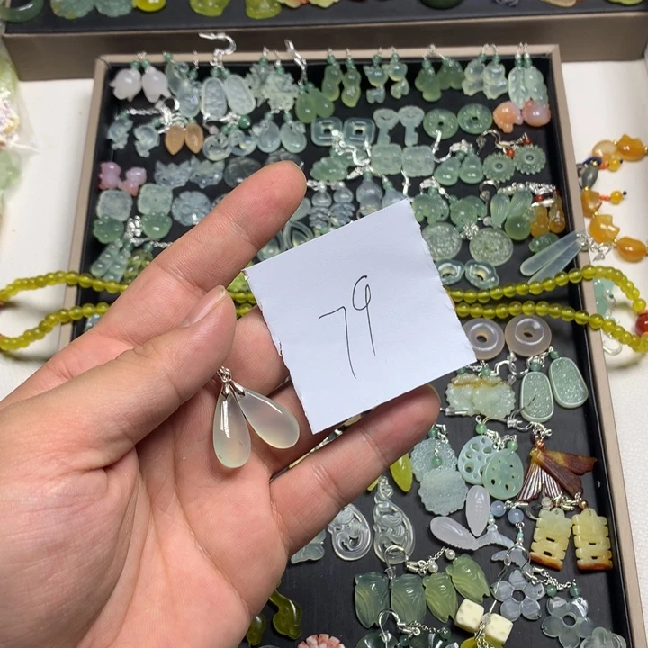 繁****蛇纹石玉合金耳钉