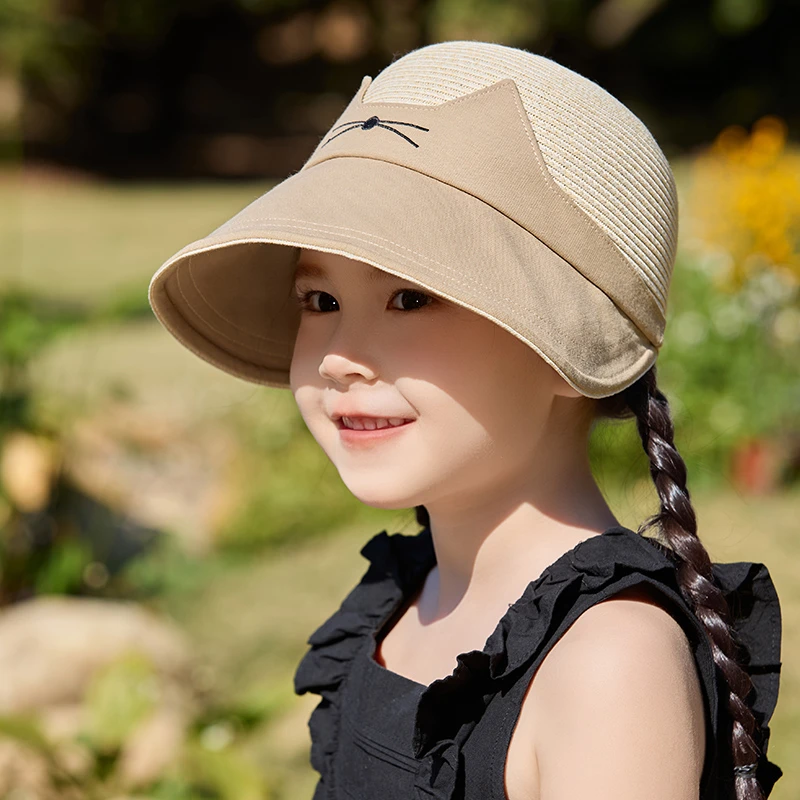 春夏季旅游儿童帽子女童太阳帽男宝宝遮阳草帽透气大檐鸭舌帽盆帽