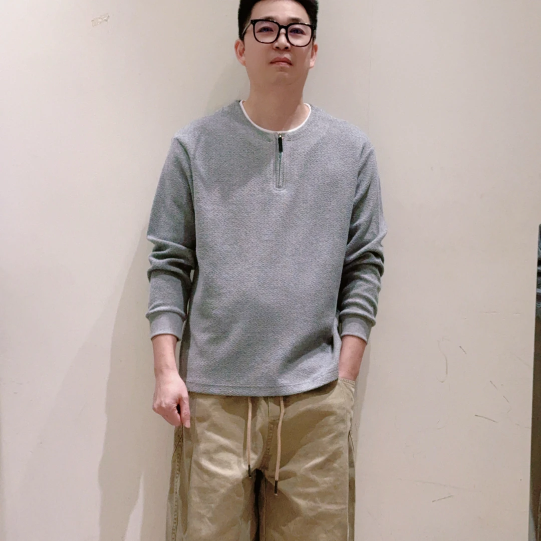 休闲拉链长袖简约假两件套头打底翻领圆领套头款卫衣秋冬5658