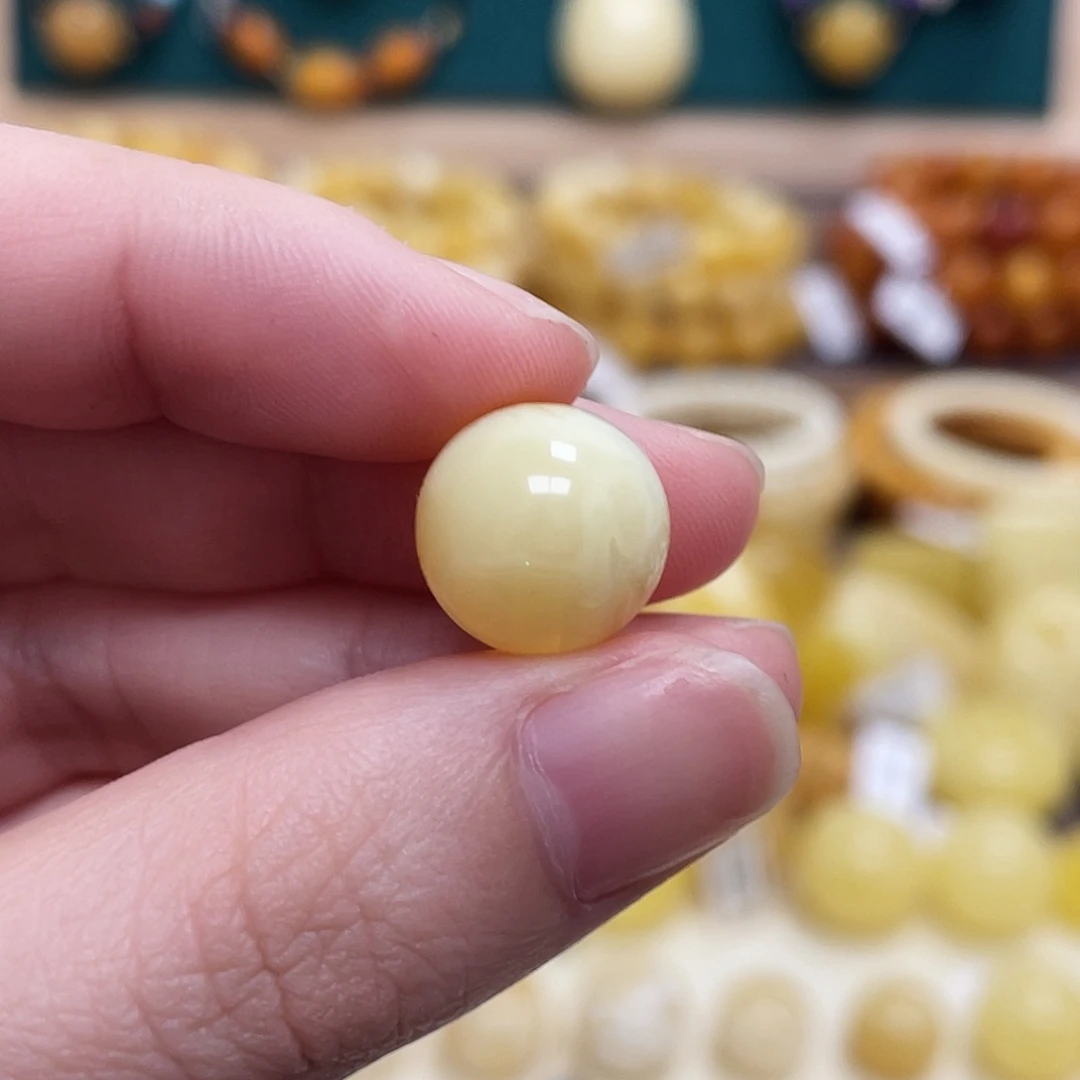 蜜蜡未镶嵌珠宝奇石12.8mm圆珠 瑕