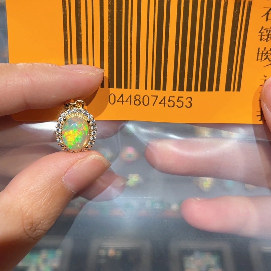 欧泊银S925镶嵌欧泊项链金*