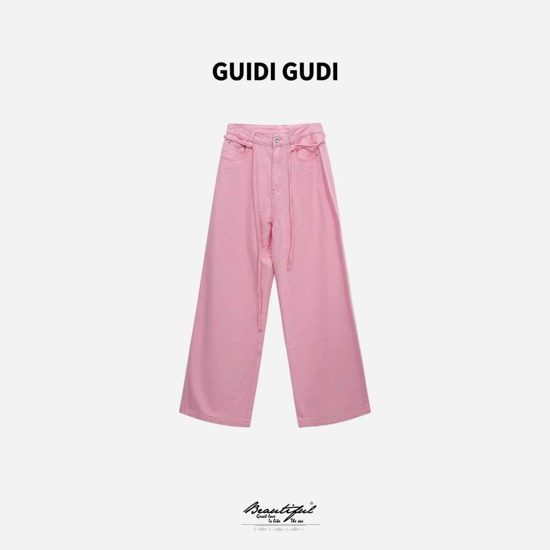 GUIDI GUDI【粉雾】黄加蓝时尚百搭休闲裤  K9511081H