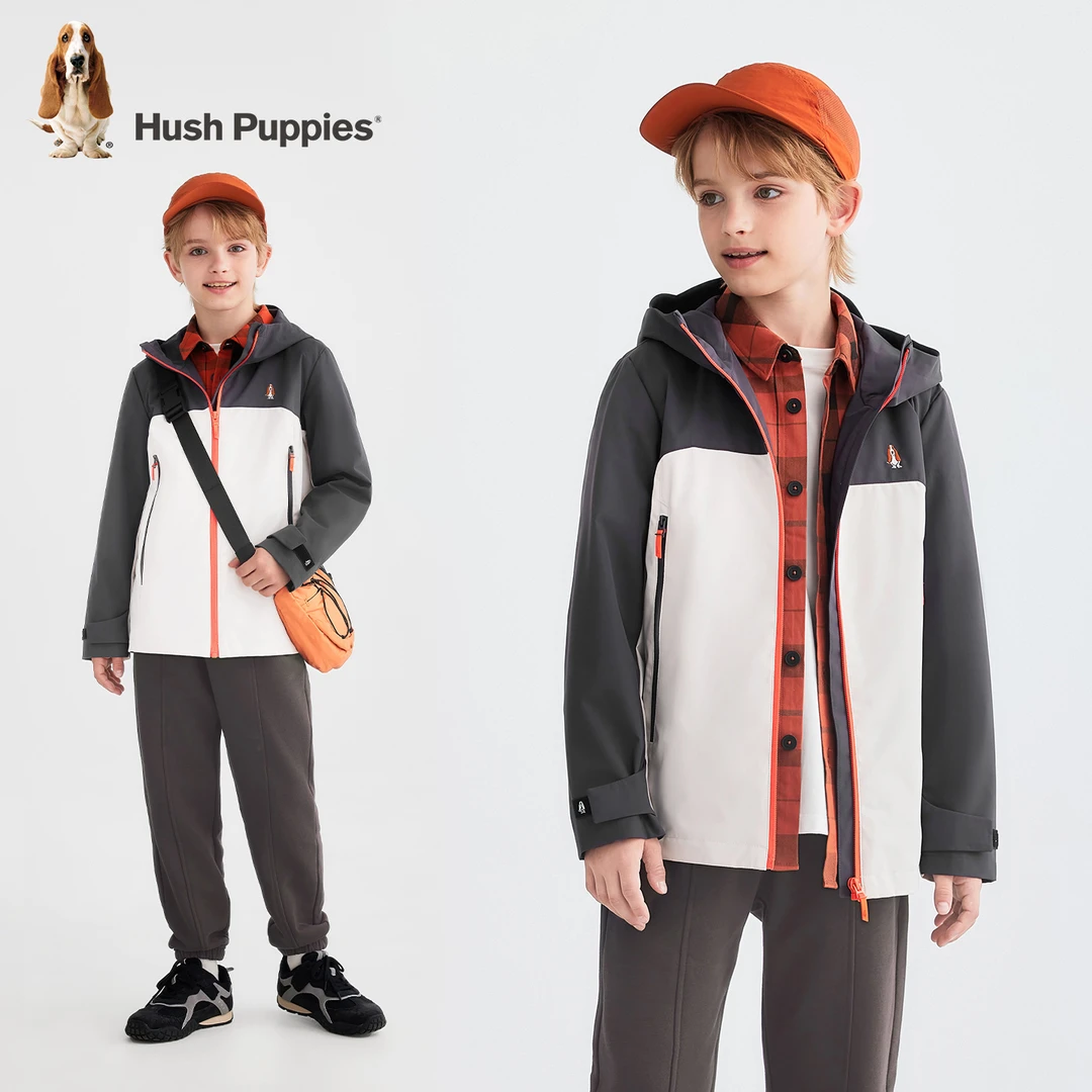 暇步士童装2025年秋季新款三防透湿风衣儿童外套撞色拉链防水保暖