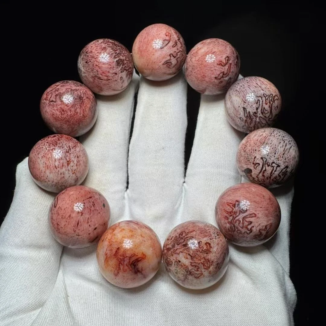 天然鹿头骨三界手串超大尺寸收藏级别精品