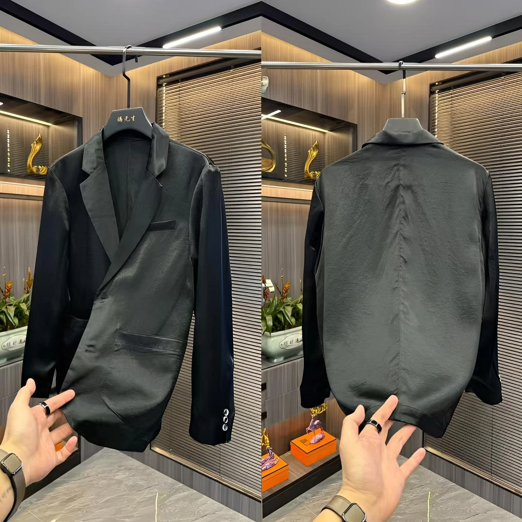 男士秋季薄款修身西服醋酸商务长袖设计师西装韩版休闲高品外套