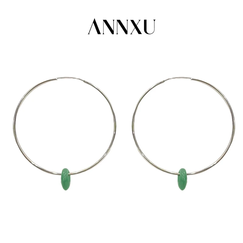 ANNXU 铜合金石英石耳饰 如意大圈细圈耳环