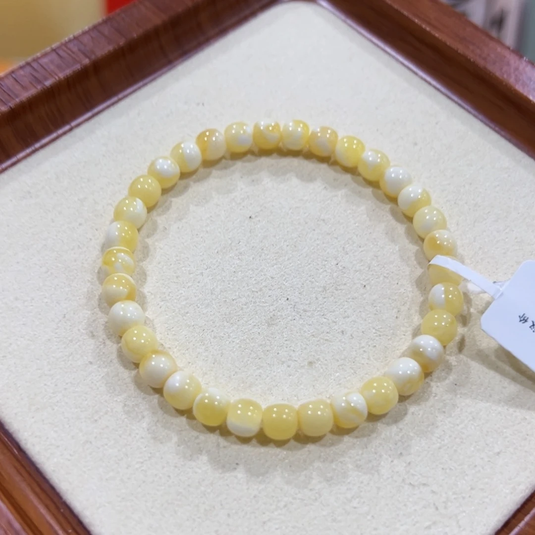 未镶嵌蜜蜡手串6m瓷白花手串
