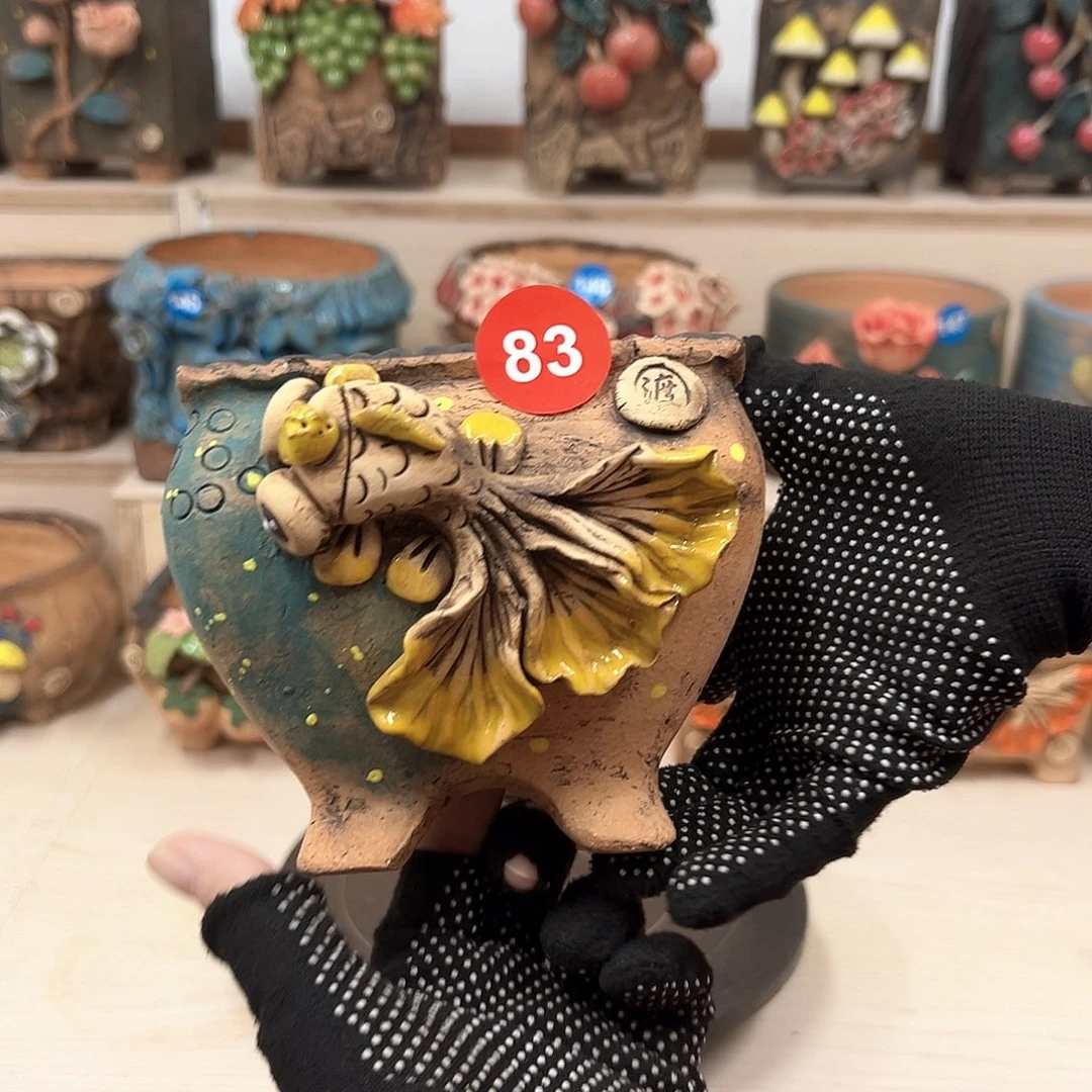 紫砂花盆 83号内口10外高11