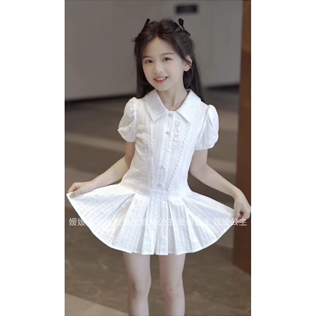 媛媛公主2025新款夏季女童时尚休闲连衣裙套装15250T031