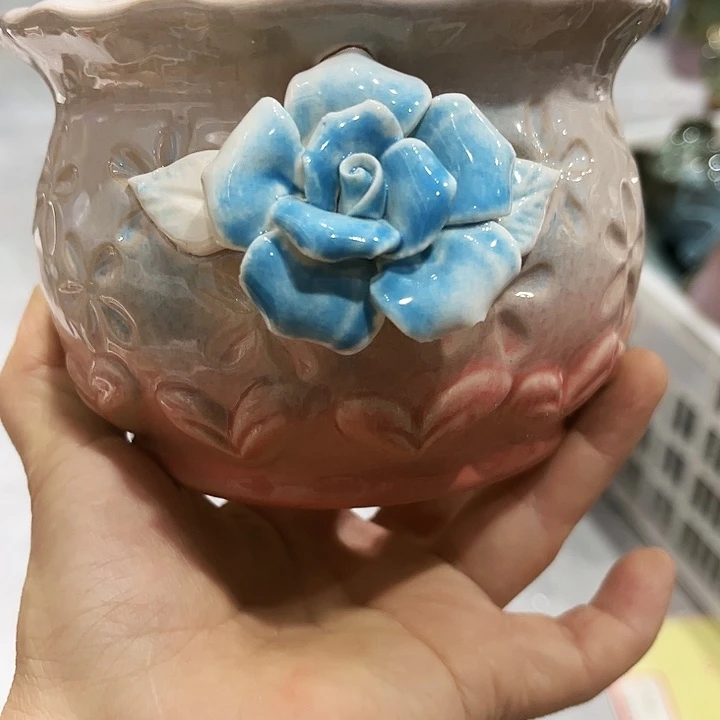 瓷片花盆多肉植物艺术品