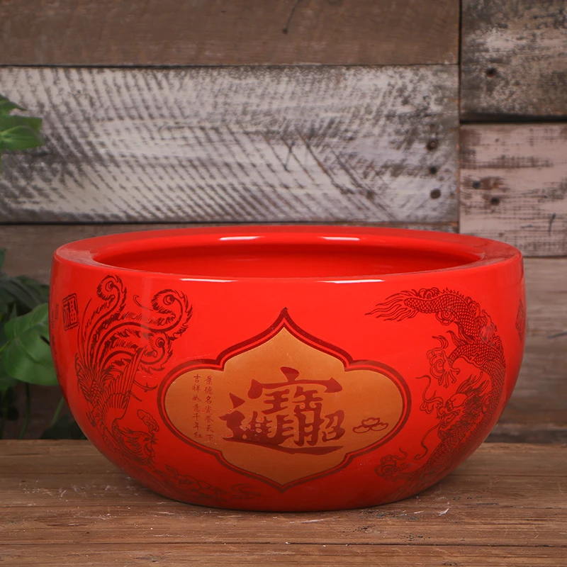 景德镇陶瓷鱼缸聚宝盆养金鱼乌龟缸桌面风水招财纳福荷花缸