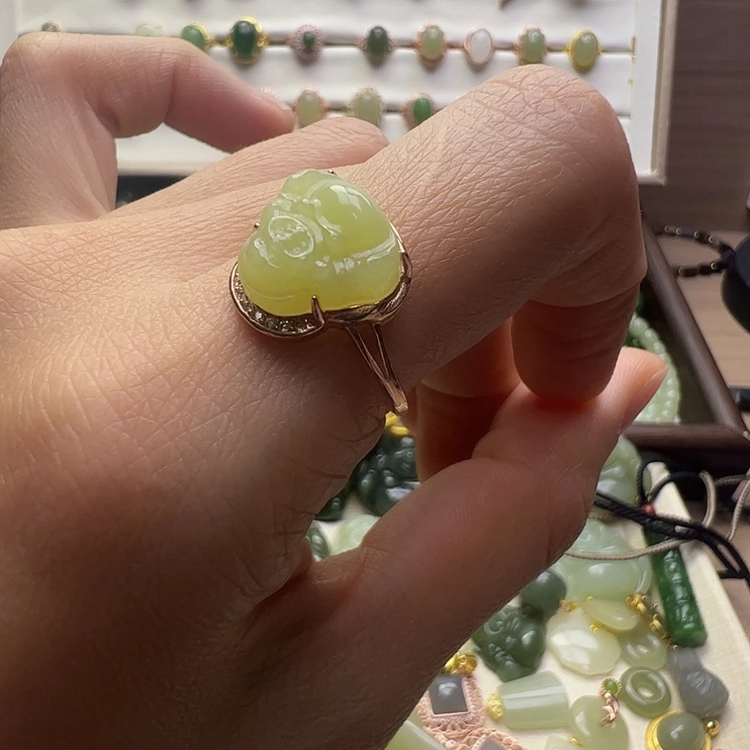 和田玉银S925镶嵌戒指