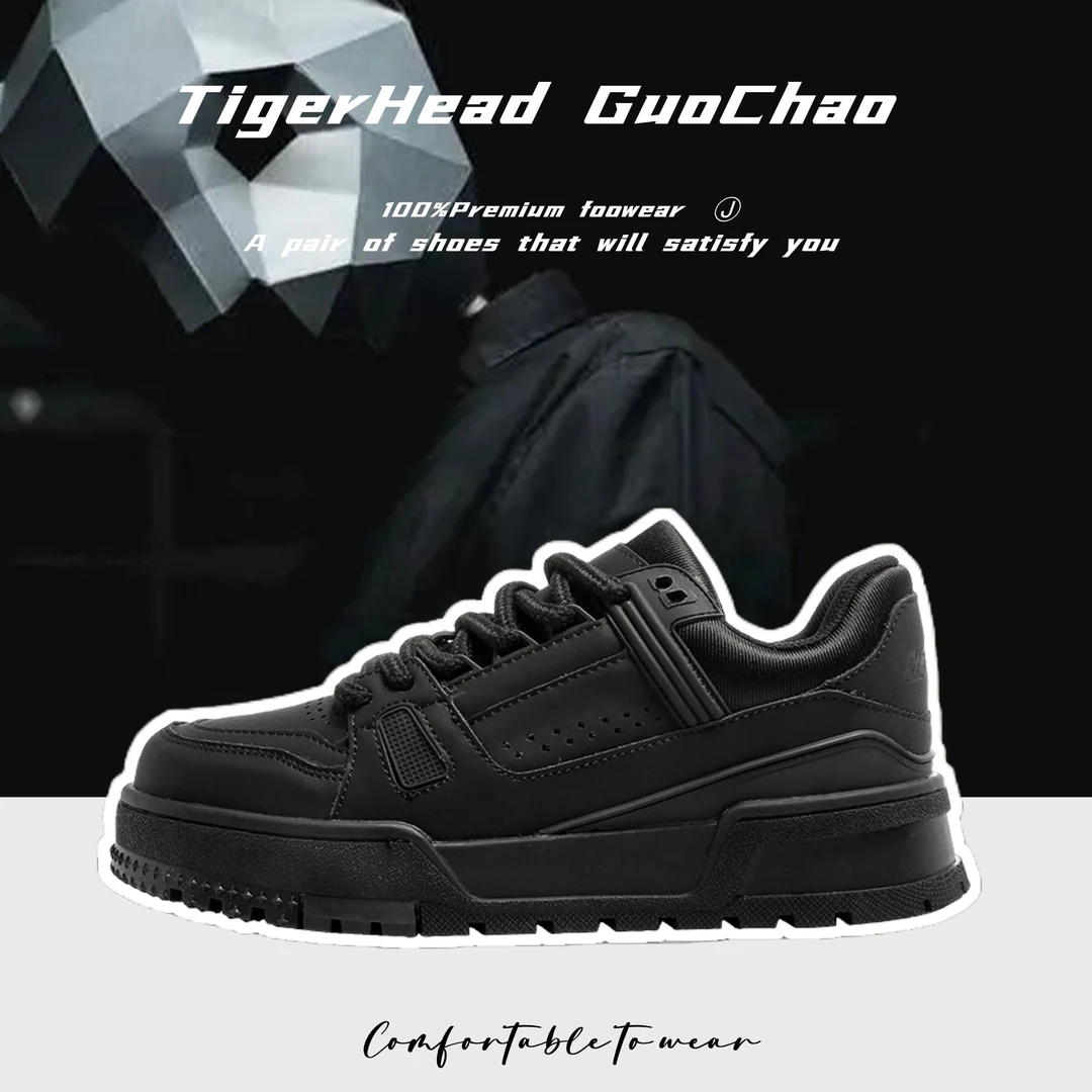 空军黑武士鞋子夏季新款运动鞋男女黑色款情侣厚底国潮滑板鞋增高