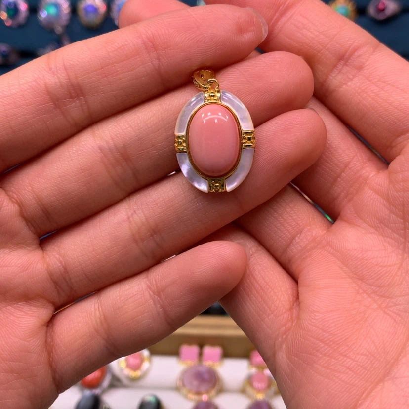 【闪购商品】欧泊项链款式银S925镀金镶嵌拾**林