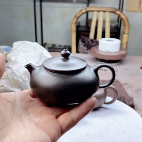 用***6茶壶紫砂寒江黑天青