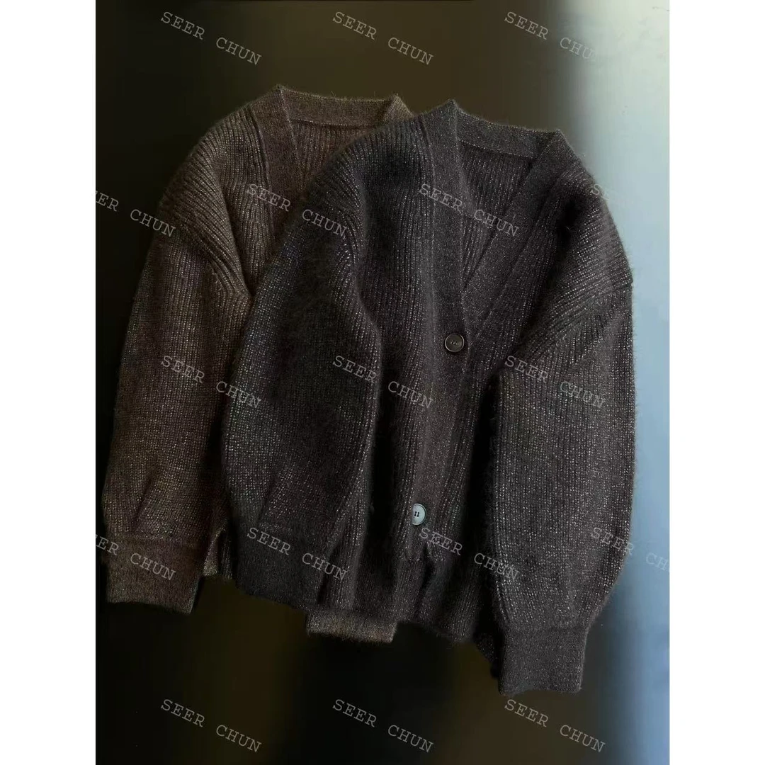 【纯纯女装】SEER CHUN高品质极简v领开衫毛衣 50804