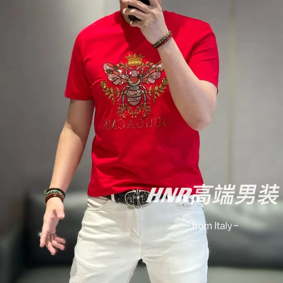 【雷迪·凯奇】品牌高精密度刺绣皇冠小蜜蜂图案T恤8006