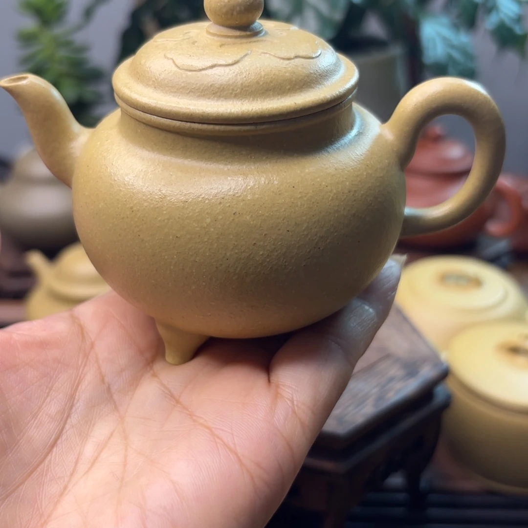 用***5紫砂茶壶大水潭梨皮绿 大彬如意壶