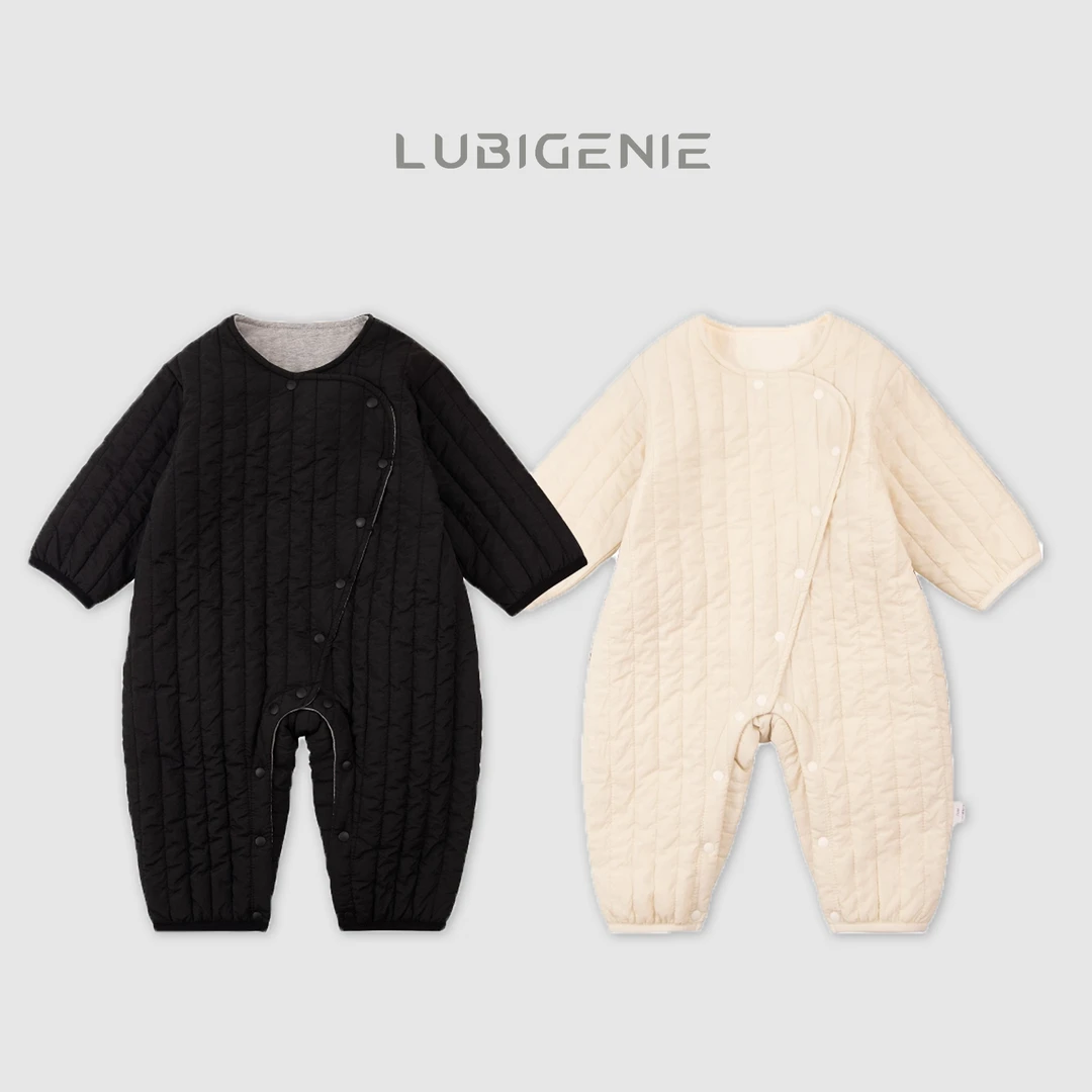 现货【潘先生定制】防风面料轻薄透气北欧黑白简约婴儿连体棉服秋冬