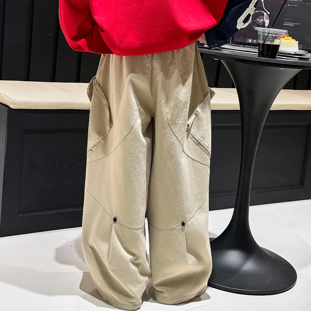 儿童秋装2025年新款大女童装弯刀裤子休闲工装裤春秋款阔腿直筒裤