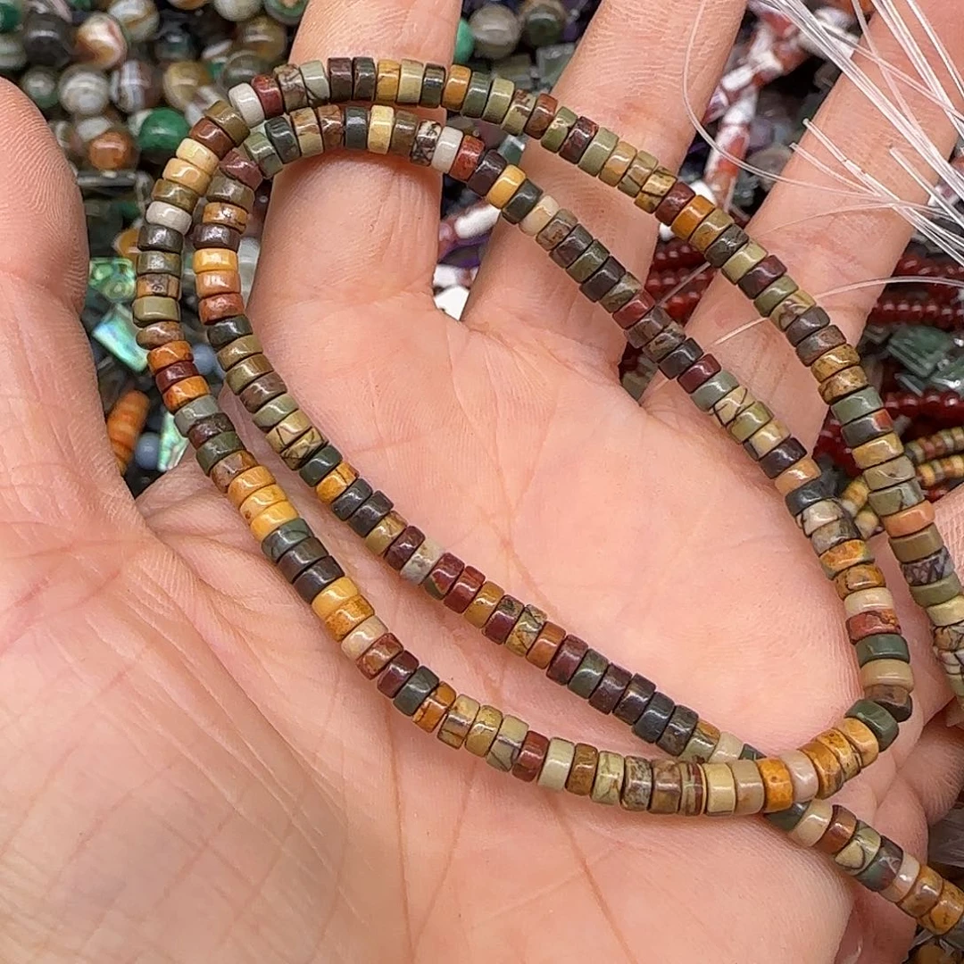 玛瑙/玉髓合金珠宝半成品毕加索石4mm剁珠一条