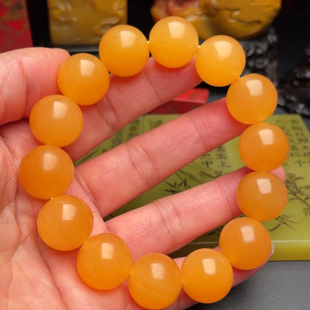 田黄石金田黄石手把件手串