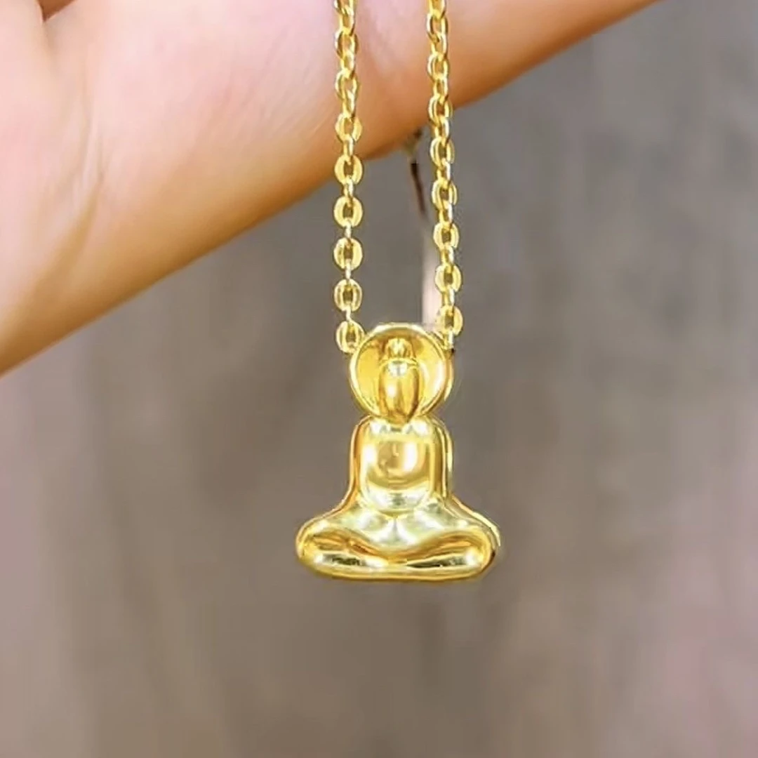 【质检发货】18K无像佛配件吊坠diy手串通孔（送链子）