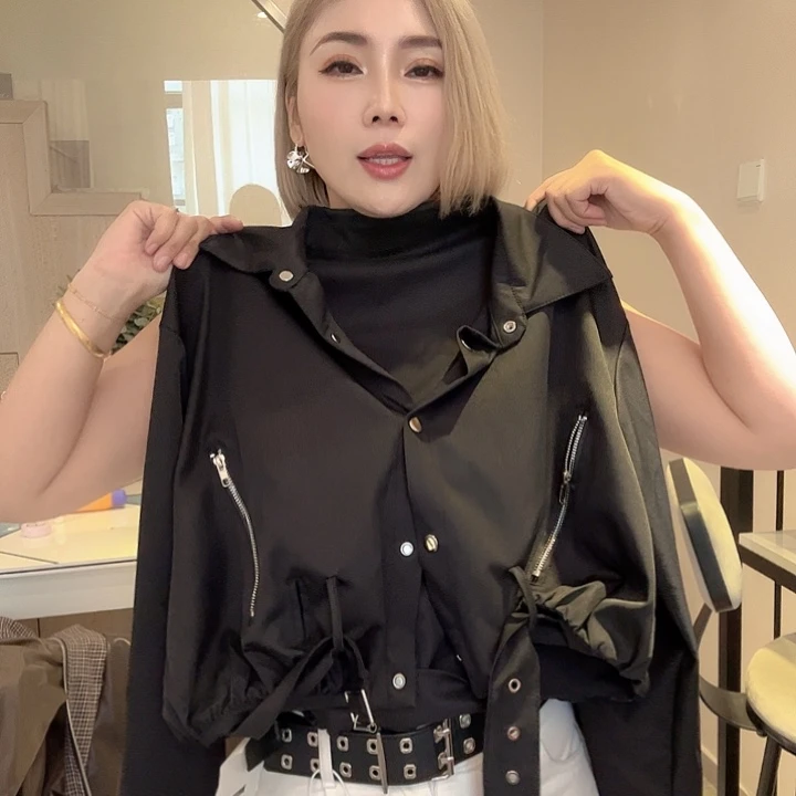 平***计黑色My小众衬衫外套