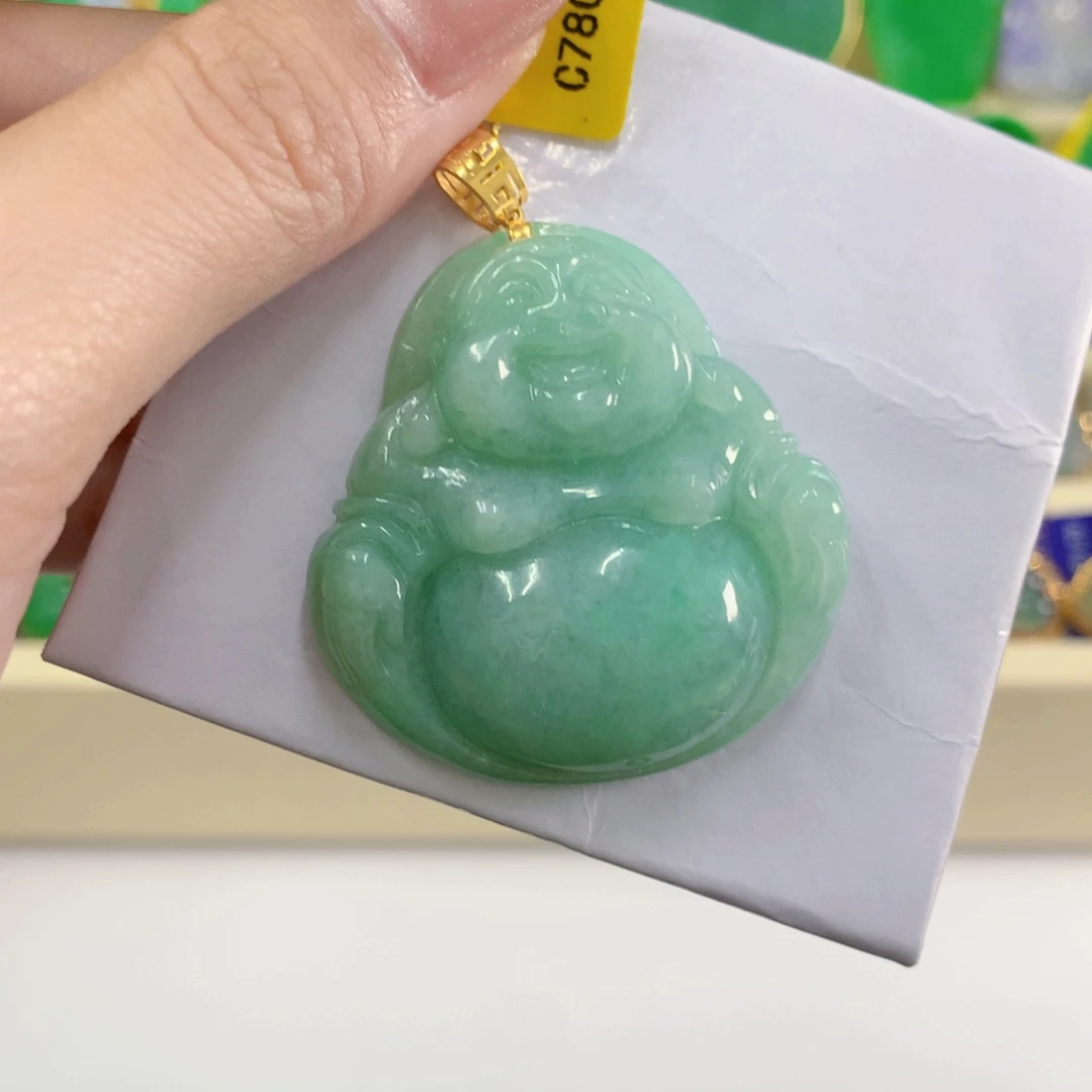 吊坠(不含链)18K金镶嵌翡翠