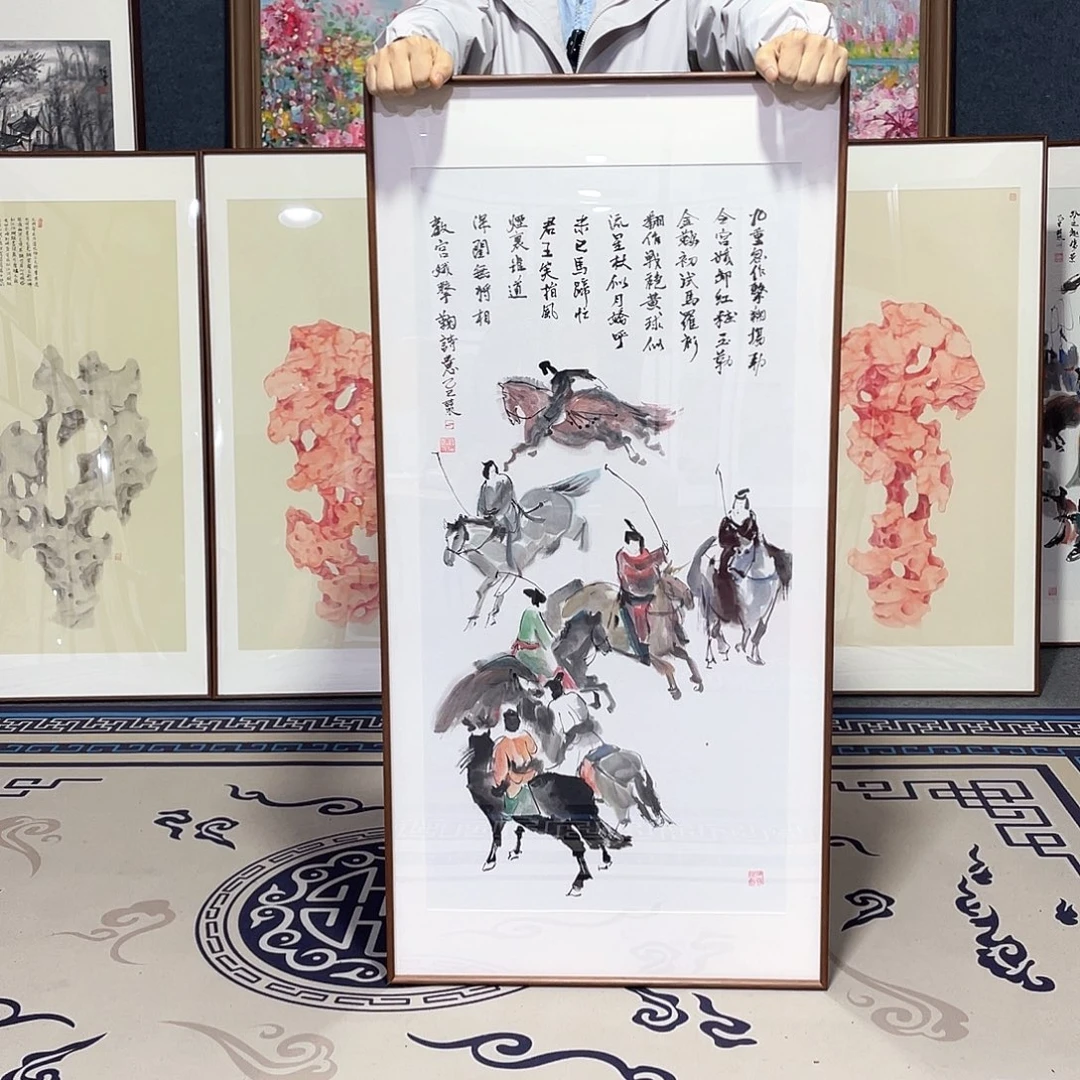 国画手绘画作品带框60/120