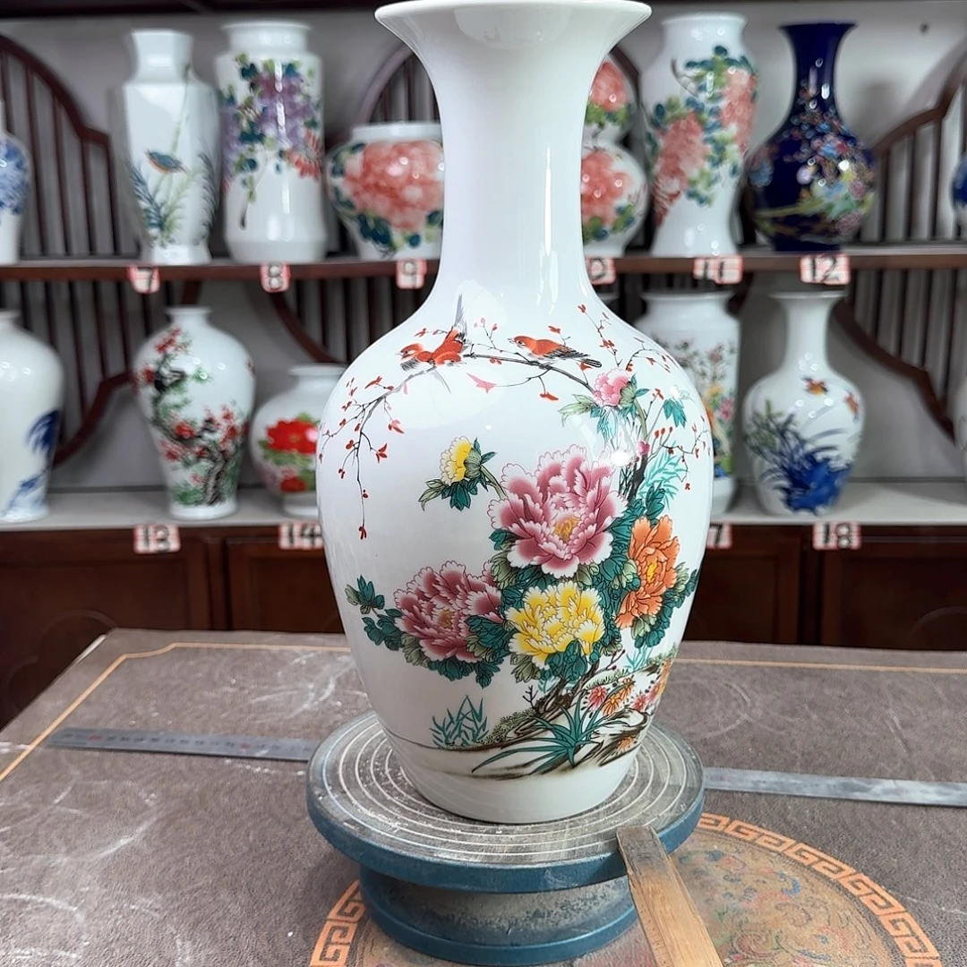 陶摆件景德镇陶瓷棒牡丹