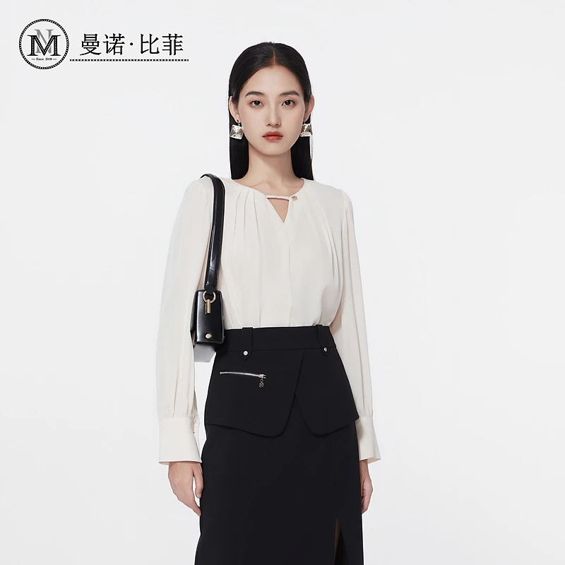 法式v领长袖衬衫MFGS115303